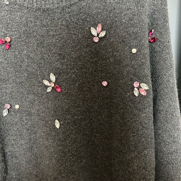 Reitmans Sweaters - Reitmans Charcoal Sweater with Pink Embellishments